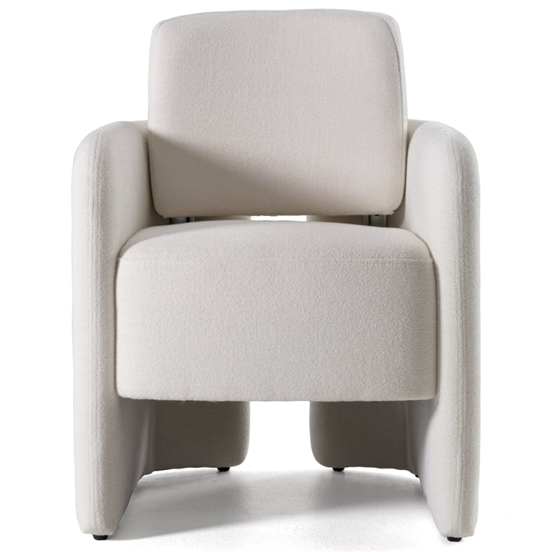 Pemberly Row Modern White Upholstered Dining Chair with Foam Seat