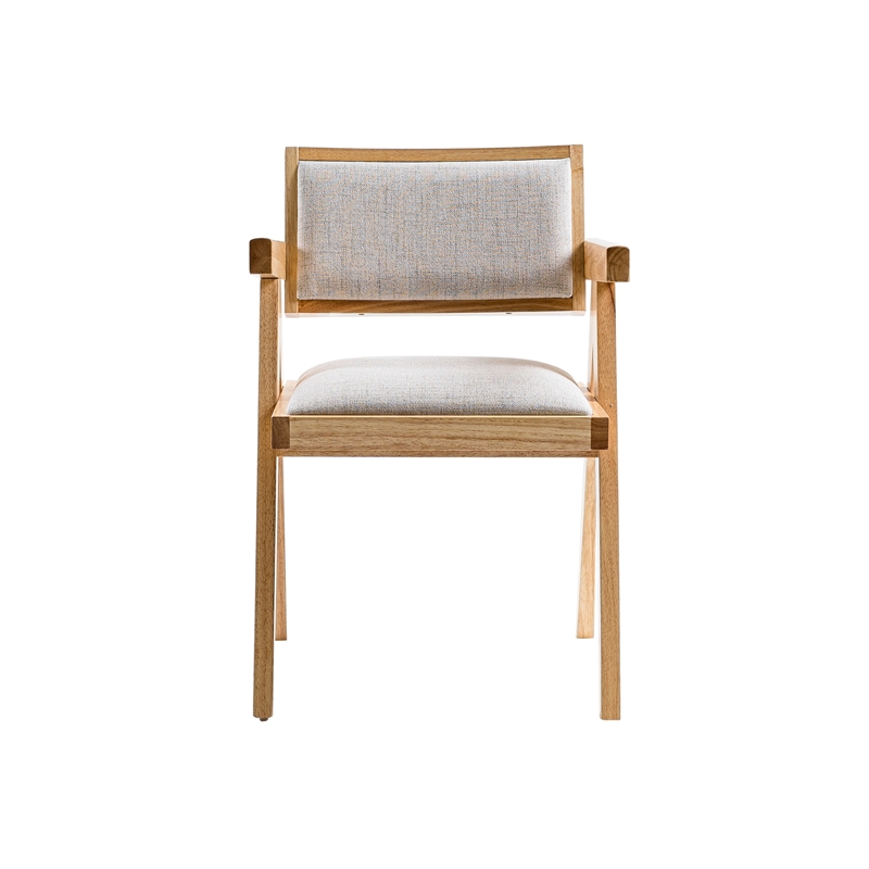 Pemberly Row Modern Dining Chair Set of 2 Solid Rubberwood Natural Finish