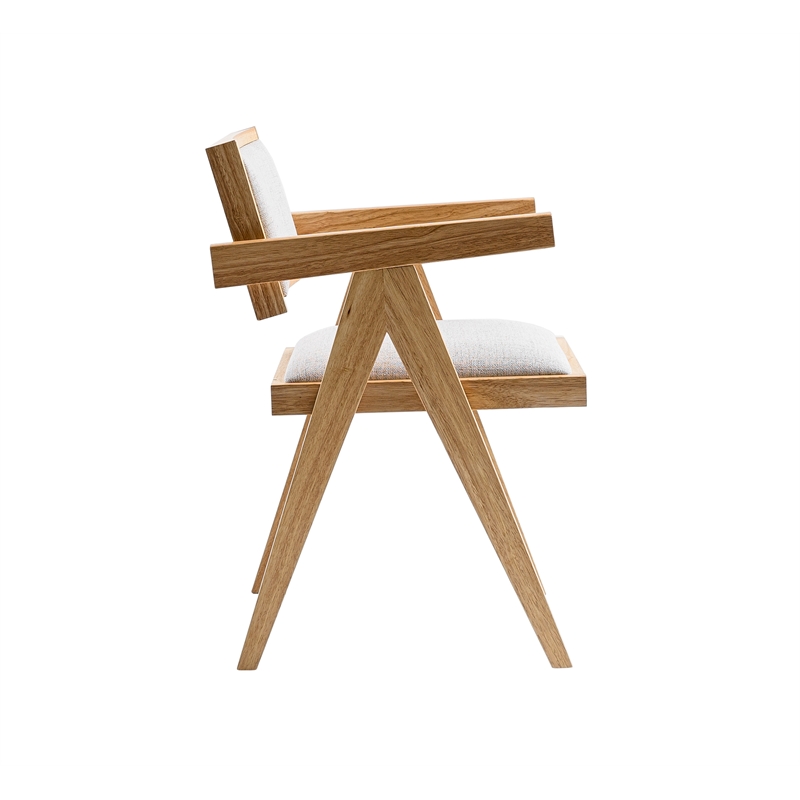 Pemberly Row Modern Dining Chair Set of 2 Solid Rubberwood Natural Finish