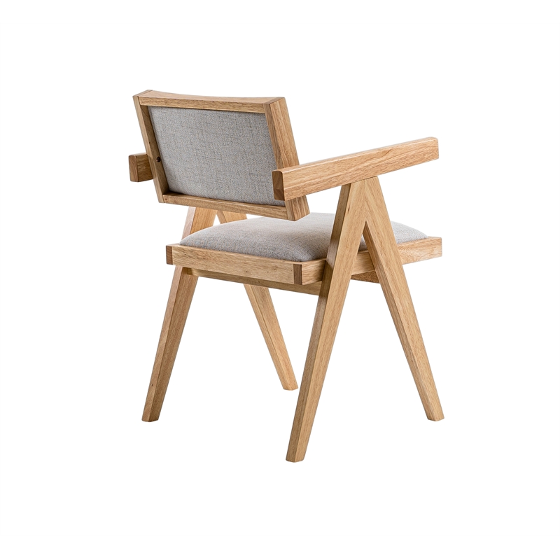 Pemberly Row Modern Dining Chair Set of 2 Solid Rubberwood Natural Finish