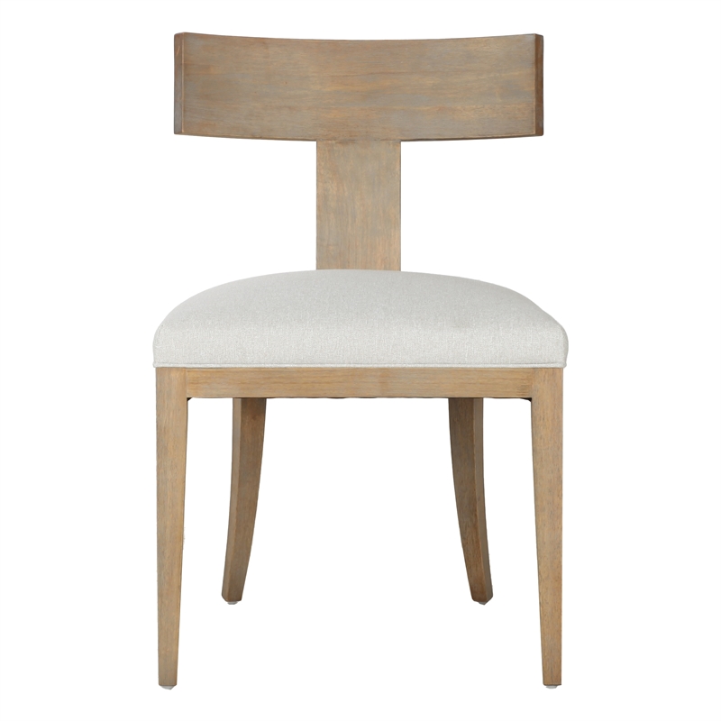 Pemberly Row Mid-Century Dining Chair Set of 2 Rubberwood Beige Linen