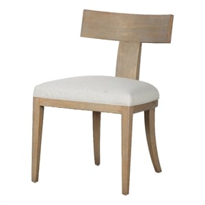Pemberly Row Mid-Century Dining Chair Set of 2 Rubberwood Beige Linen