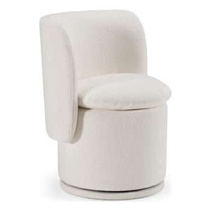Pemberly Row Modern Dining Chair Swivel Base Ivory Fabric Upholstery