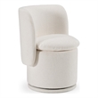 Pemberly Row Modern Dining Chair Swivel Base Ivory Fabric Upholstery