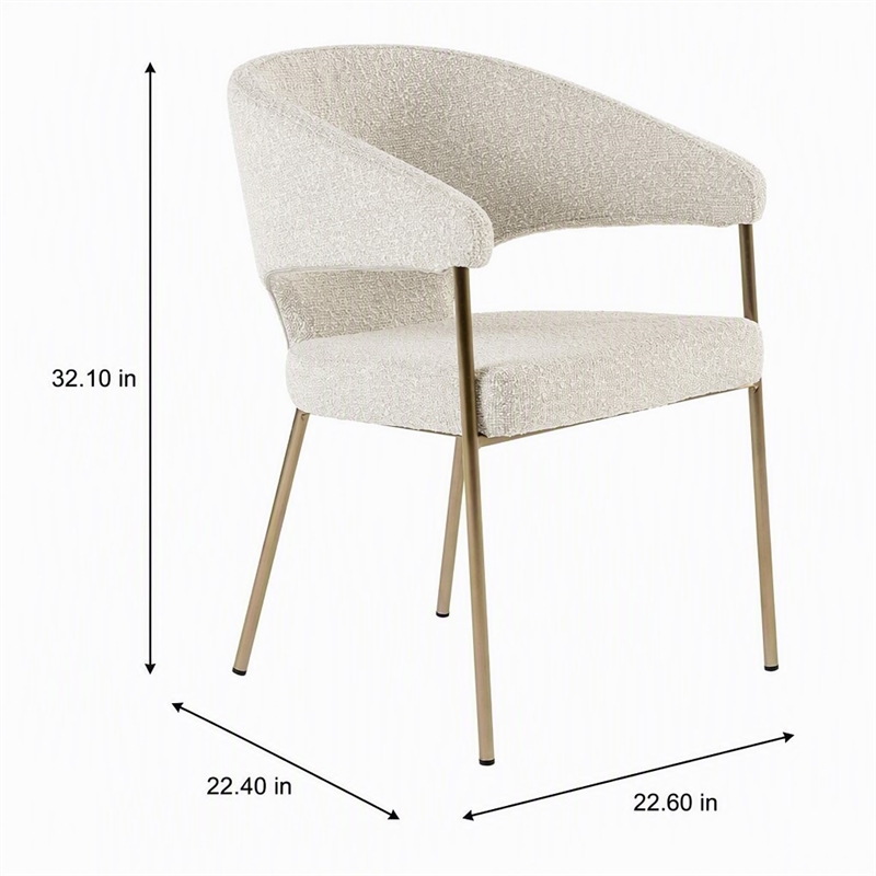 Pemberly Row Light Gray Dining Chair with Antique Brass Legs