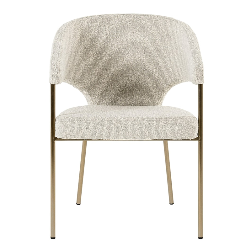 Pemberly Row Light Gray Dining Chair with Antique Brass Legs