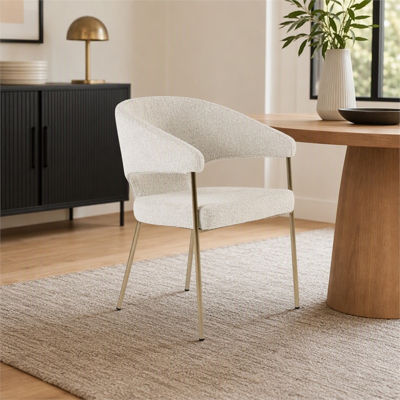 Pemberly Row Light Gray Dining Chair with Antique Brass Legs