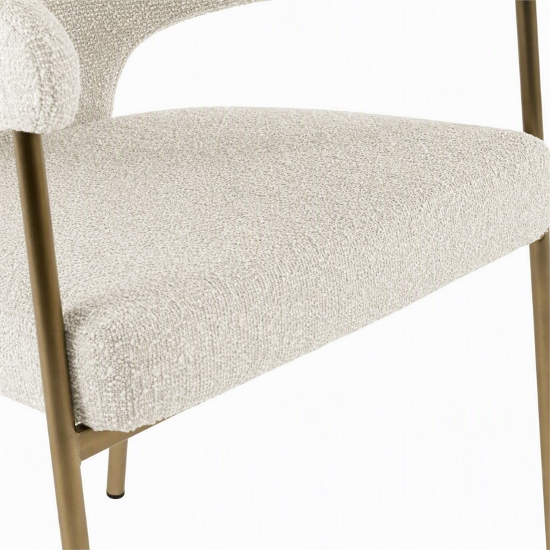 Pemberly Row Light Gray Dining Chair with Antique Brass Legs