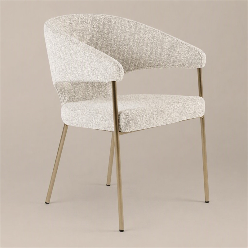 Pemberly Row Light Gray Dining Chair with Antique Brass Legs