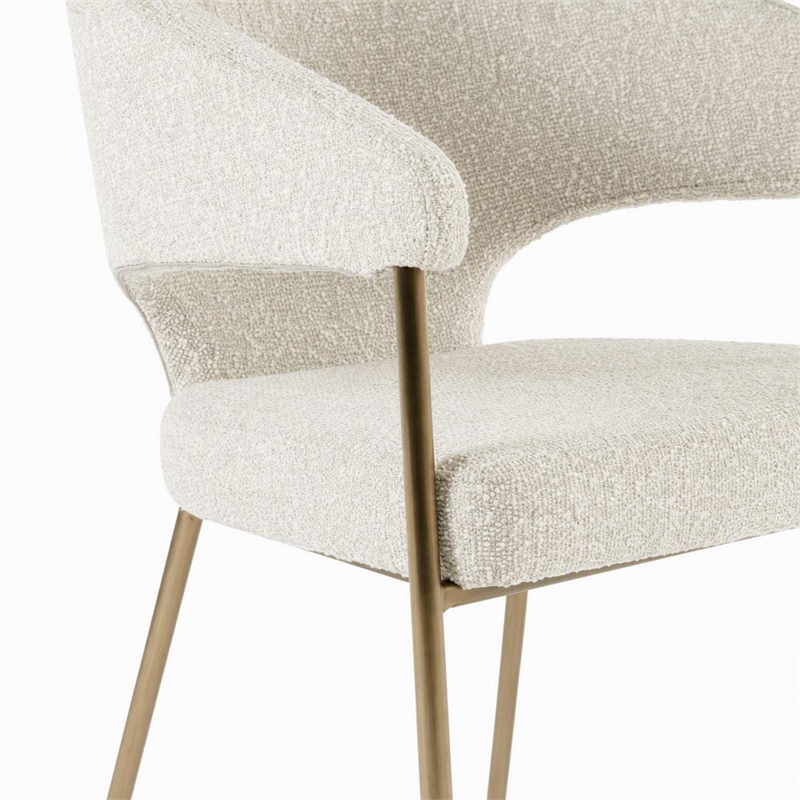 Pemberly Row Light Gray Dining Chair with Antique Brass Legs