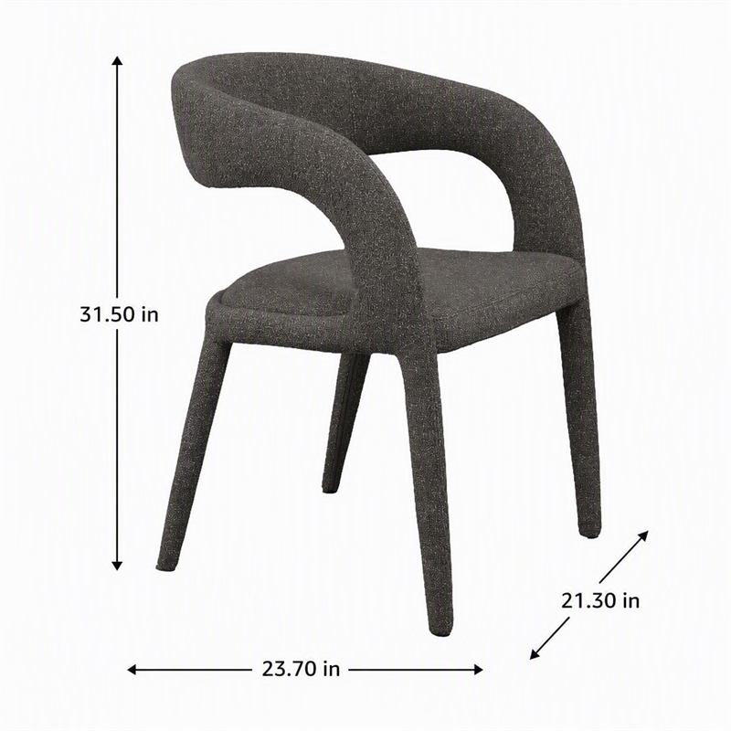 Pemberly Row Modern Gray Fabric Dining Chair with Rounded Back