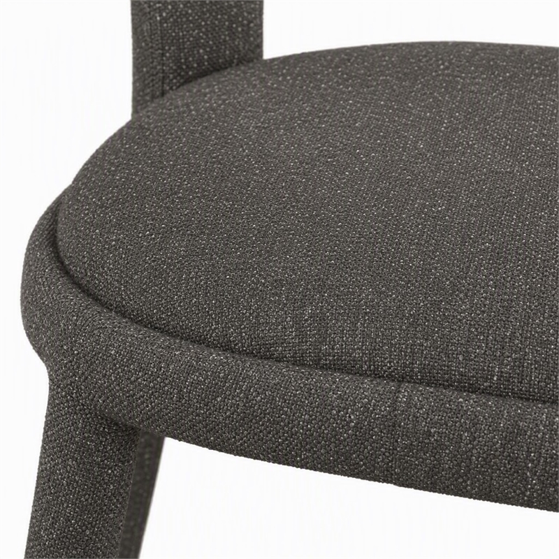 Pemberly Row Modern Gray Fabric Dining Chair with Rounded Back