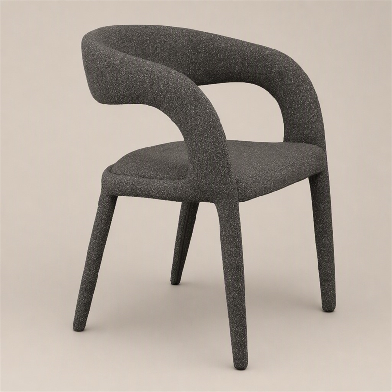 Pemberly Row Modern Gray Fabric Dining Chair with Rounded Back