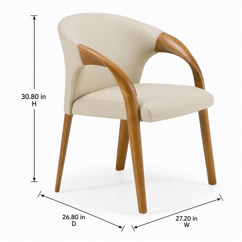 Pemberly Row Mid-Century Modern Gray Vegan Leather Dining Chair