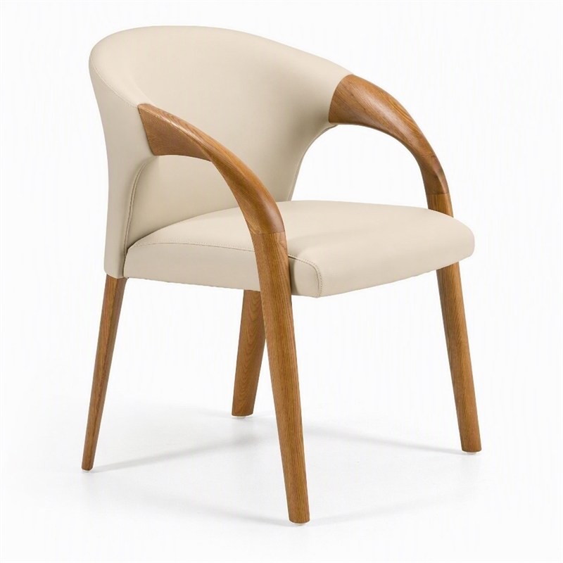 Pemberly Row Mid-Century Modern Gray Vegan Leather Dining Chair