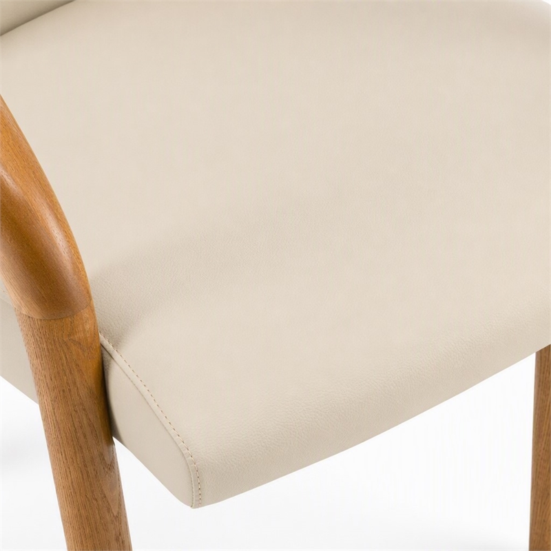 Pemberly Row Mid-Century Modern Gray Vegan Leather Dining Chair