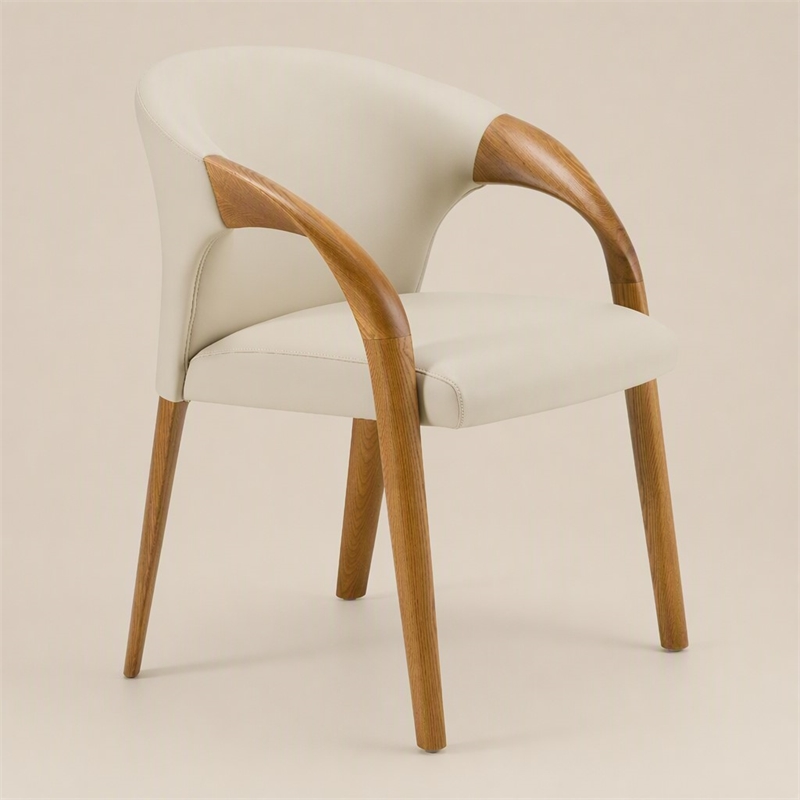 Pemberly Row Mid-Century Modern Gray Vegan Leather Dining Chair