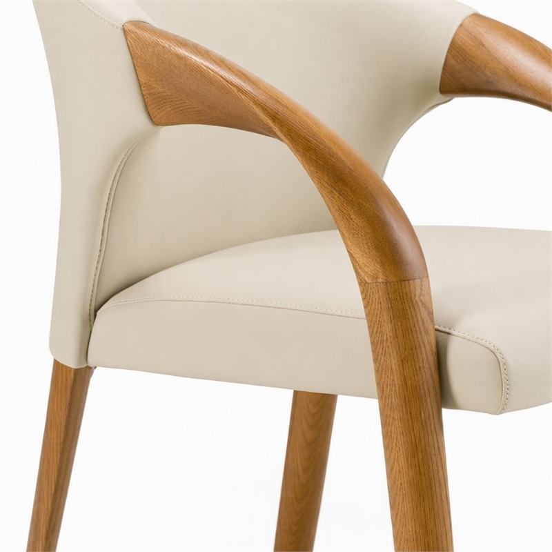 Pemberly Row Mid-Century Modern Gray Vegan Leather Dining Chair