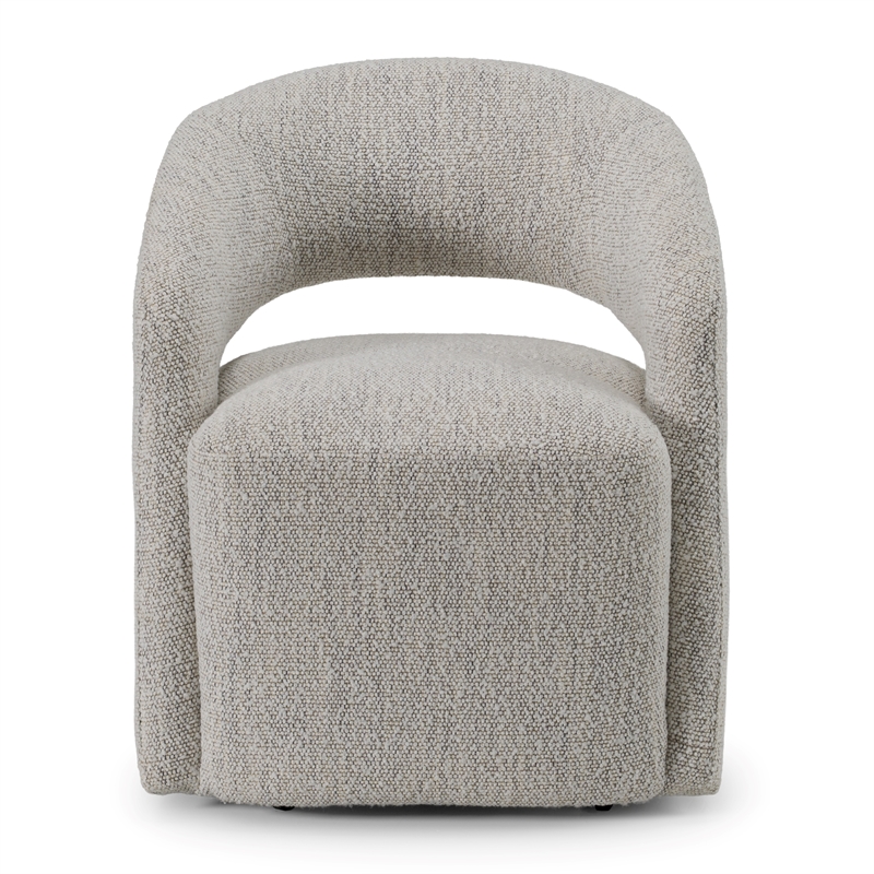 Pemberly Row Modern Light Gray Fabric Dining Chair with Castor Wheels