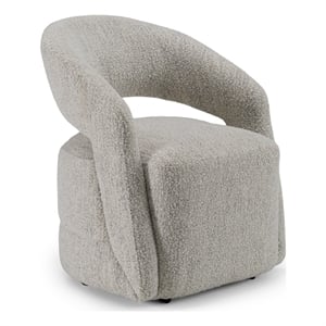 Pemberly Row Modern Light Gray Fabric Dining Chair with Castor Wheels