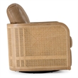 Pemberly Row Leather and Wicker Swivel Accent Chair in York Sand Tan