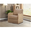 Pemberly Row Leather and Wicker Swivel Accent Chair in York Sand Tan