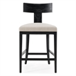 Pemberly Row Beige Linen Counter Chair with Black Walnut Frame
