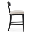 Pemberly Row Beige Linen Counter Chair with Black Walnut Frame