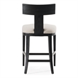 Pemberly Row Beige Linen Counter Chair with Black Walnut Frame