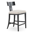 Pemberly Row Beige Linen Counter Chair with Black Walnut Frame