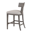 Pemberly Row Beige Linen Counter Chair with Grey Wash Wood Frame