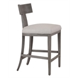 Pemberly Row Beige Linen Counter Chair with Grey Wash Wood Frame
