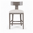 Pemberly Row Beige Linen Counter Chair with Grey Wash Wood Frame