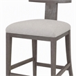 Pemberly Row Beige Linen Counter Chair with Grey Wash Wood Frame