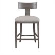 Pemberly Row Beige Linen Counter Chair with Grey Wash Wood Frame