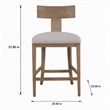Pemberly Row Beige Linen Counter Chair with Distressed Wood Finish
