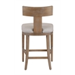 Pemberly Row Beige Linen Counter Chair with Distressed Wood Finish