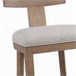 Pemberly Row Beige Linen Counter Chair with Distressed Wood Finish