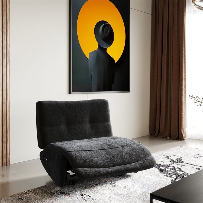 Pemberly Row Electric Recliner Chair in Dark Grey Fabric