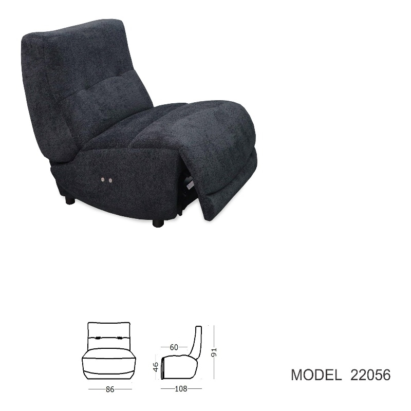 Pemberly Row Electric Recliner Chair in Dark Grey Fabric