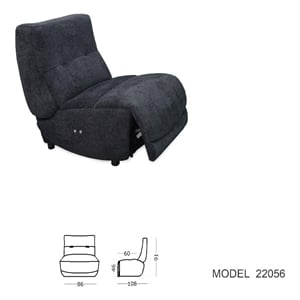 Pemberly Row Electric Recliner Chair in Dark Grey Fabric