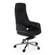 Pemberly Row Genuine Leather Office Chair in Black with Adjustable Features