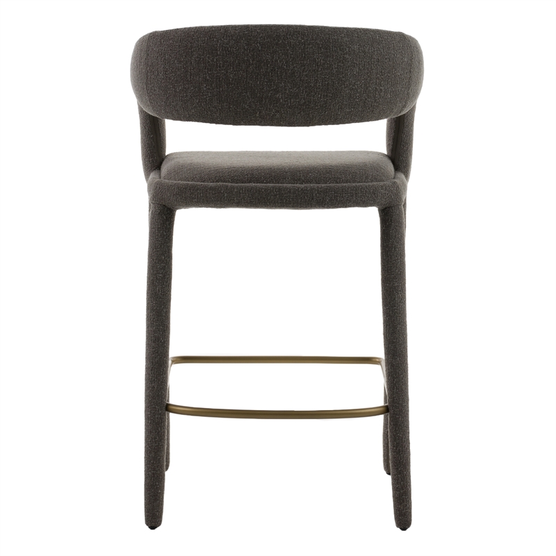 Pemberly Row Modern Gray Fabric Counter Chair with Cast Iron Legs