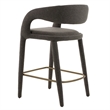 Pemberly Row Modern Gray Fabric Counter Chair with Cast Iron Legs