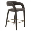 Pemberly Row Modern Gray Fabric Counter Chair with Cast Iron Legs