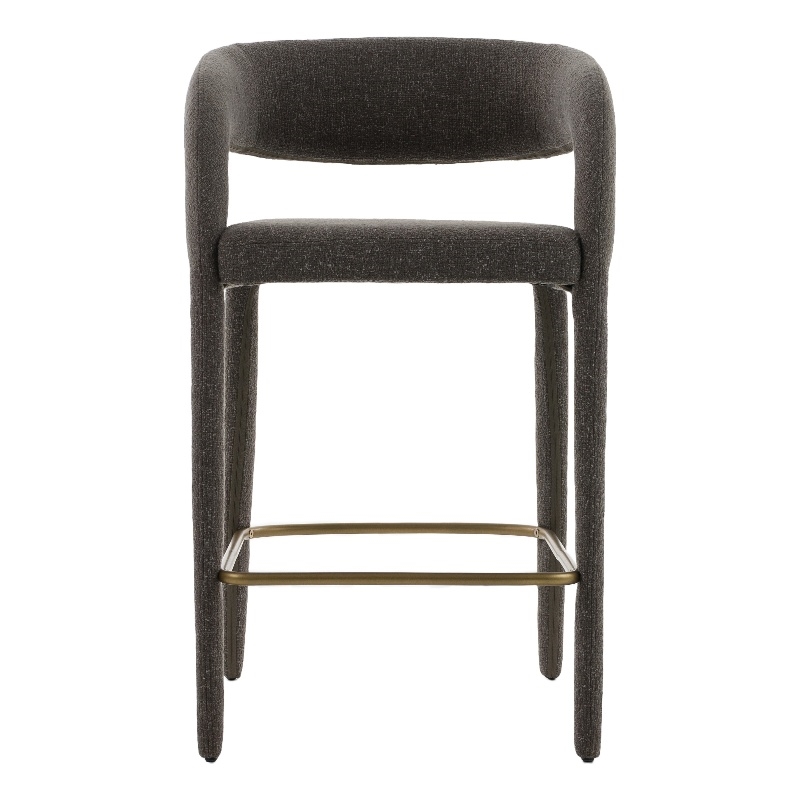Pemberly Row Modern Gray Fabric Counter Chair with Cast Iron Legs