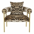 Pemberly Row Modern Zebra Print Accent Chair with Gold Frame