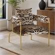Pemberly Row Modern Zebra Print Accent Chair with Gold Frame