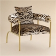 Pemberly Row Modern Zebra Print Accent Chair with Gold Frame