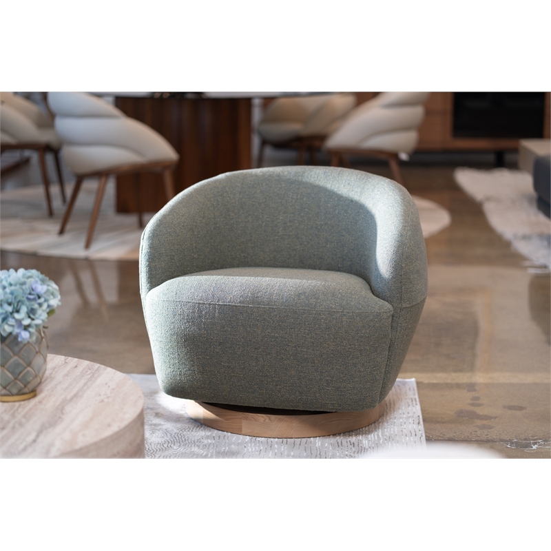 Pemberly Row Modern Swivel Accent Chair in Hemp Fabric with Poplar Base